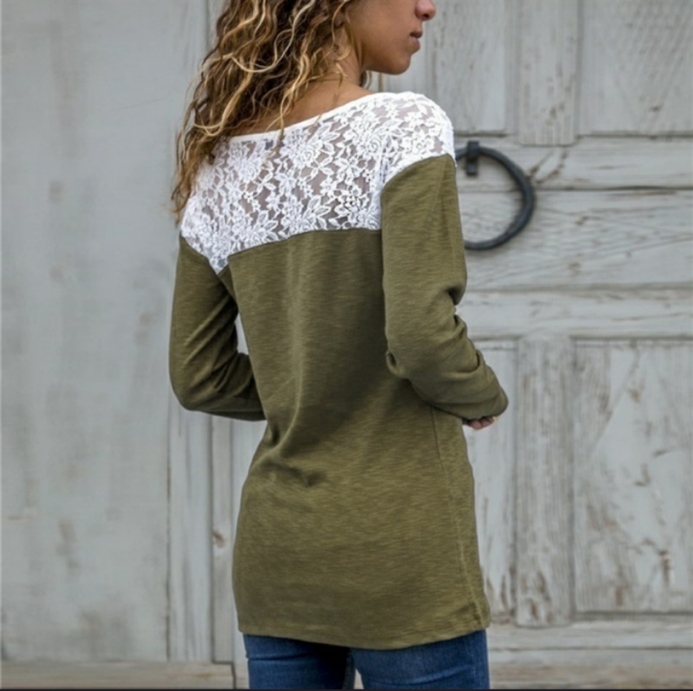 COMING SOON Boutique lace army green pull over - Picture 3 of 3